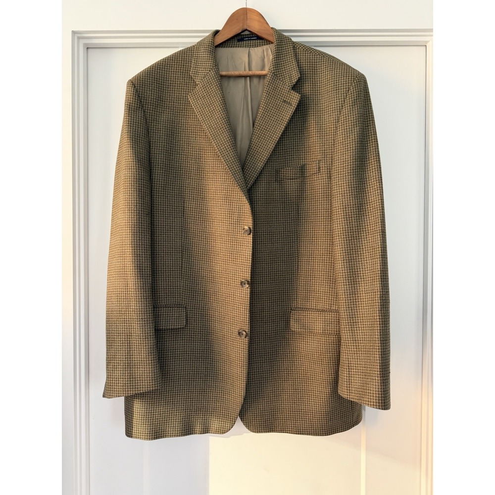 Vintage Chaps Ralph Lauren Suit Jacket Sport Coat Blazer Tweed Houndstooth Wool